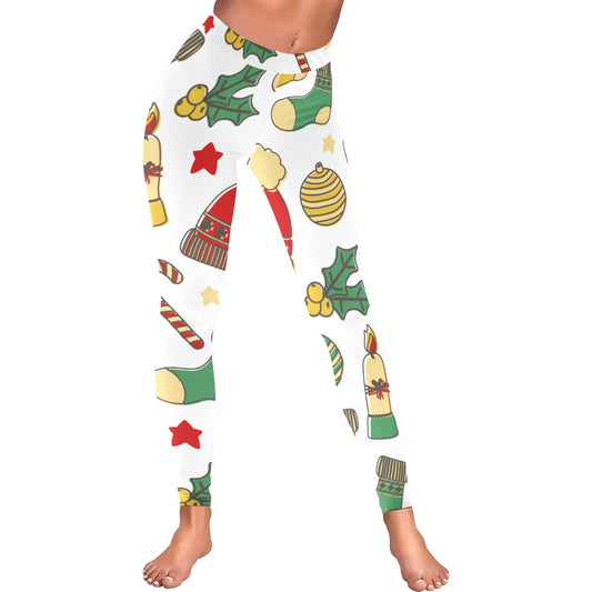 Festive White Christmas Women's All-Over Low Rise Leggings