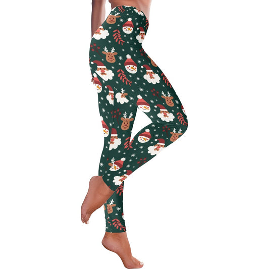Festive Snowman Reindeer Christmas Leggings for Women