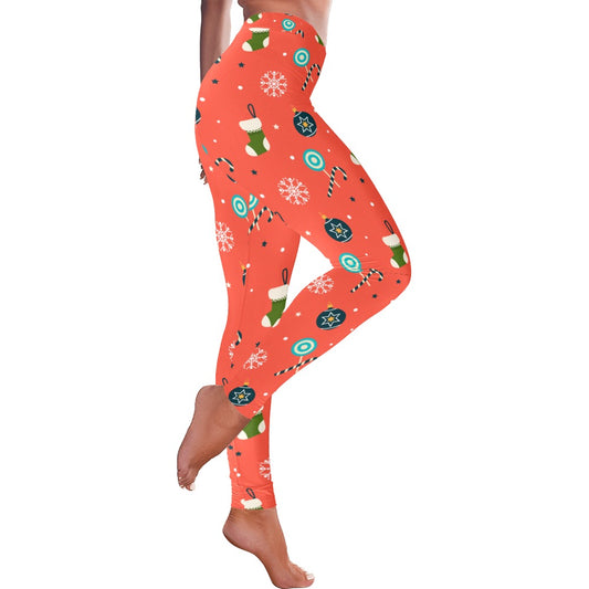 Candy & Snowflake Christmas Women's All-Over Low Rise Leggings