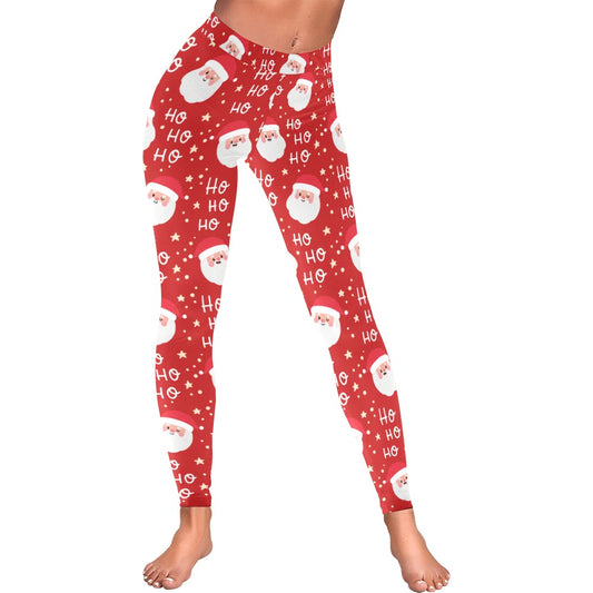 Red Santa Ho Ho Ho Christmas Women's All-Over Low Rise Leggings