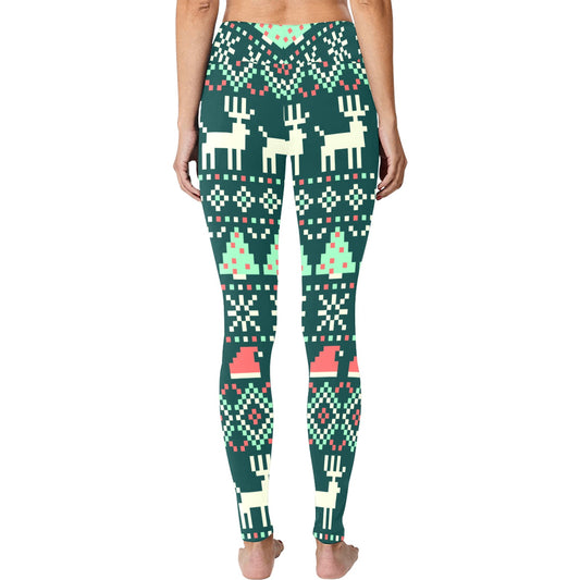 Quilted Pattern Digital Christmas Running Women's Workout Leggings