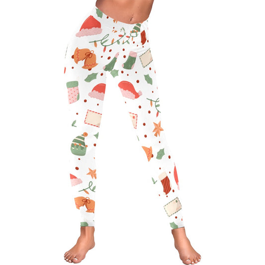 Festive Christmas All-Over Low Rise Leggings for Women